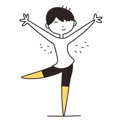 Illustration of a young man practicing yoga on a white backgroun