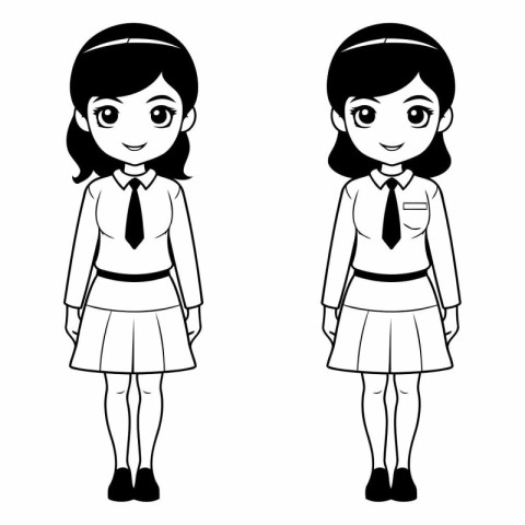 cute school girls avatars vector illustration graphic design vec