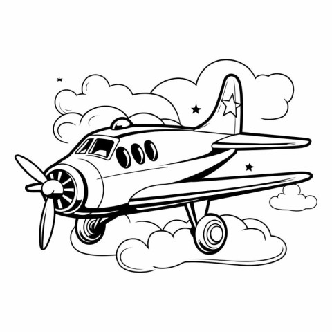 Airplane in the clouds. Coloring book for children