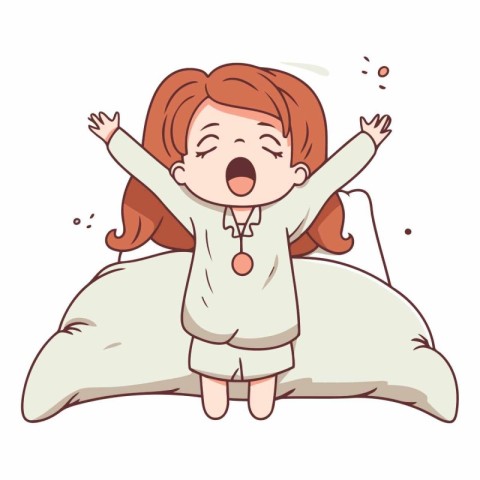 Cute girl yawning in pajamas.