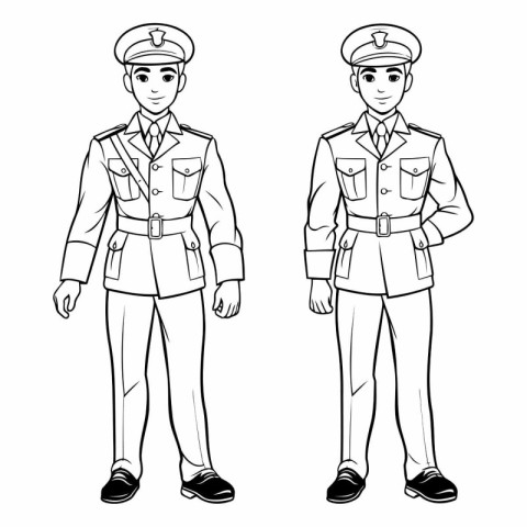 Vector illustration of a police officer and police officer. Colo