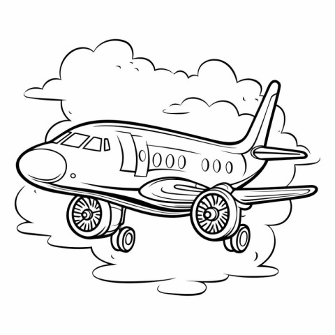 Airplane in the clouds. Coloring book for children