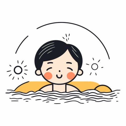 Vector illustration of a boy swimming in a pool. Flat design.