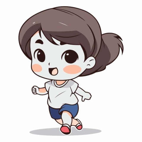 Illustration of a Cute Girl Wearing Sportswear Running