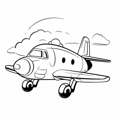 Vector illustration of a plane on a white background. Coloring b