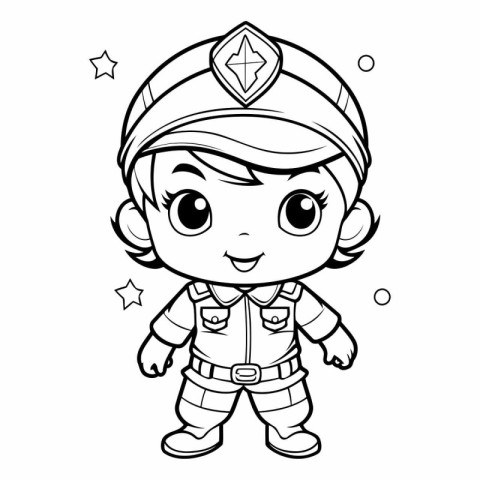 Coloring book for children: boy in military uniform (pilot)