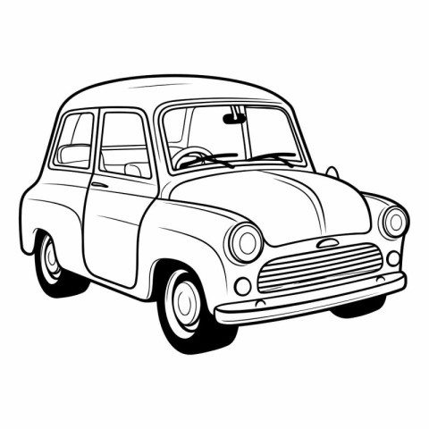 Retro car isolated on white background. Vector hand drawn illust