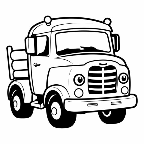 Truck with big eyes on a white background.