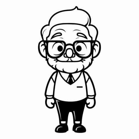 Grandfather Cartoon Mascot Character Vector Illustration. Grandf