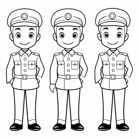 Coloring book for children. Policeman in uniform