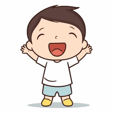 Kid laughing character cartoon vector illustration. Cute little