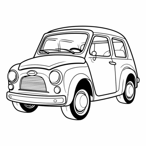 Vintage car isolated on white background. Hand drawn vector illu