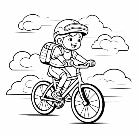 Cartoon boy riding a bicycle for your design.