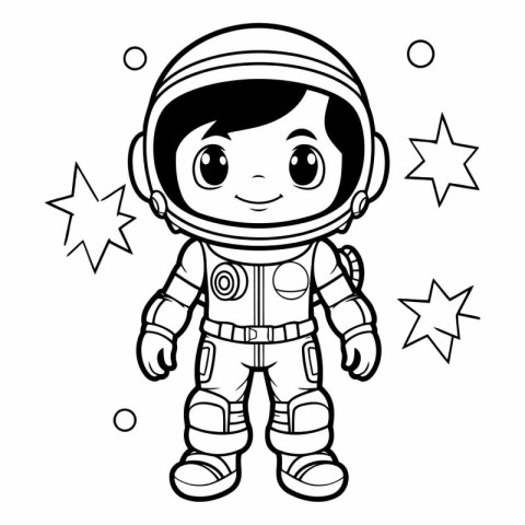 Cartoon astronaut. Coloring book for children.