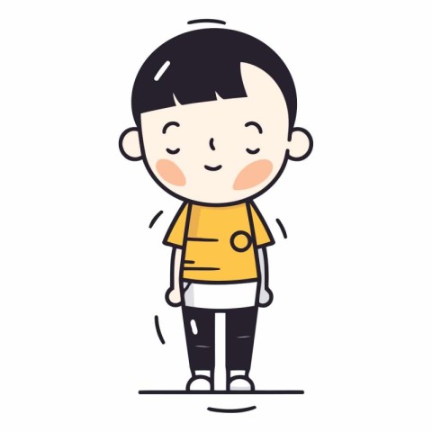 Cute little boy in yellow t-shirt.