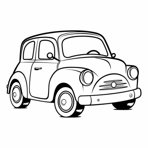 Retro car isolated on white background. Hand drawn vector illust