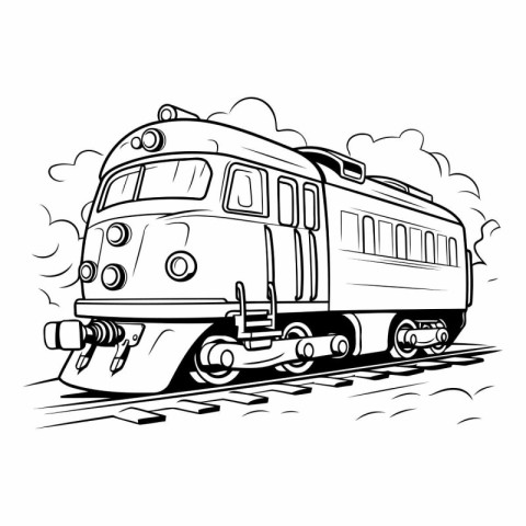 Vector illustration of a train. Monochrome image of a train.