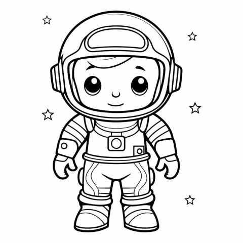 Coloring book for children: astronaut in space suit.