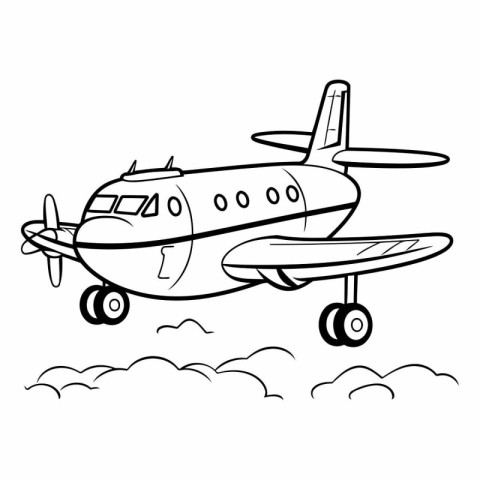 Vector illustration of a small plane. Coloring book for children