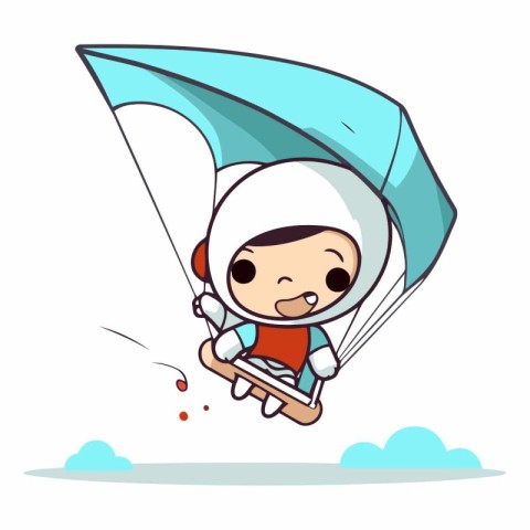 Kiteboarder - kiteboarding - cute cartoon vector illustration