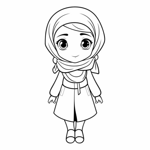 cute little muslim girl cartoon vector illustration graphic desi