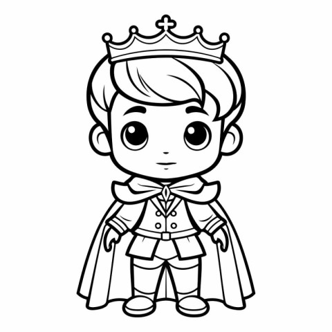 Coloring Page Outline Of cartoon prince with crown.