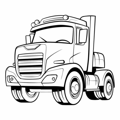 Vector illustration of a big truck on a white background. Monoch