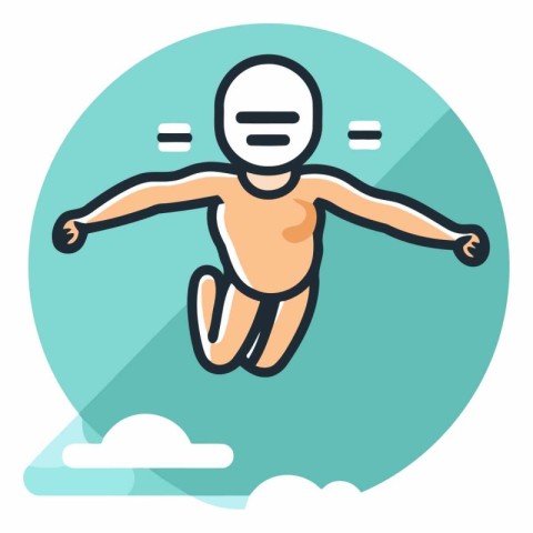 Icon of man jumping in the air. Flat style vector illustration.