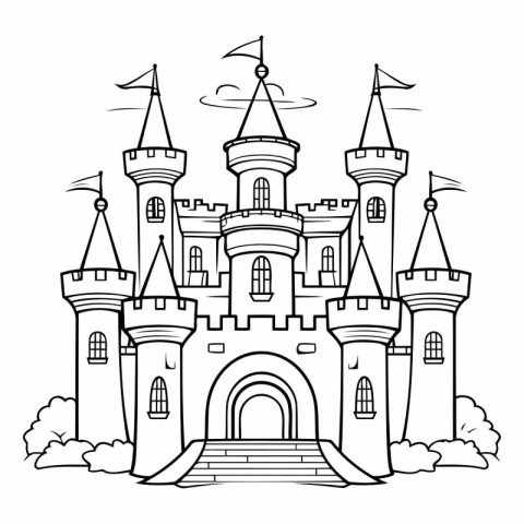 Castle doodle vector illustration. Hand drawn castle sketch. Fai