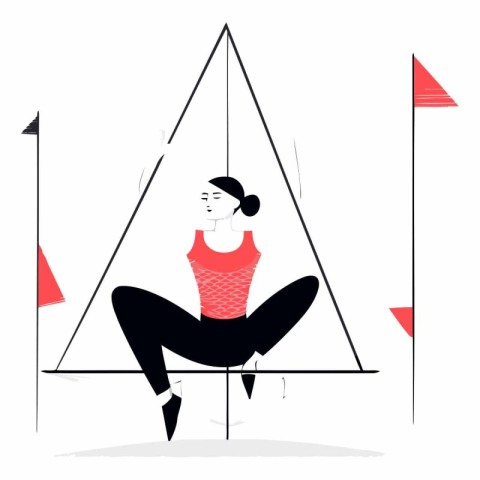 Vector illustration of a young woman sitting on the floor in a t