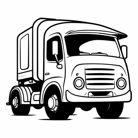 Truck icon. Black and white illustration of truck vector icon fo