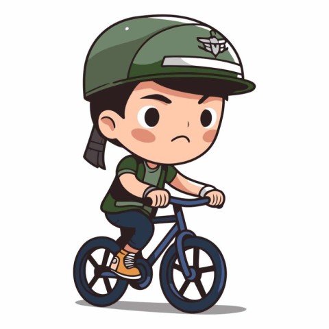 Boy riding bicycle with helmet of a boy riding a bicycle.