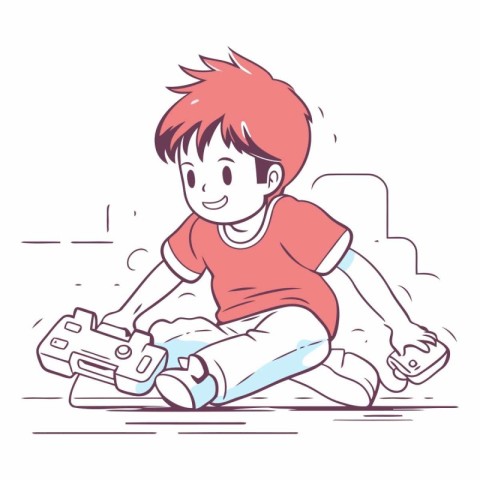 Boy playing video games of a boy playing video games.