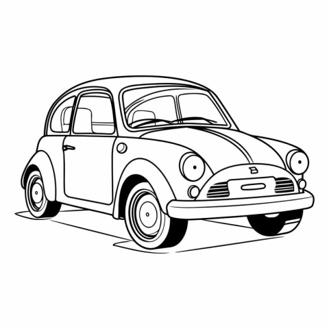 Vintage car. hand drawn vector illustration on a white backgroun