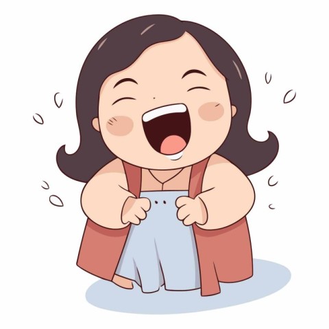 Illustration of a Cute Little Girl Smiling and Laughing