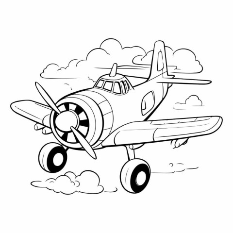 Airplane in the clouds. Coloring book for children