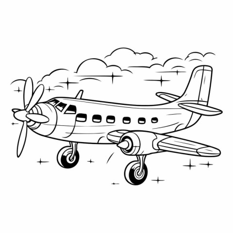 Vector illustration of a cartoon airplane. Coloring book for chi