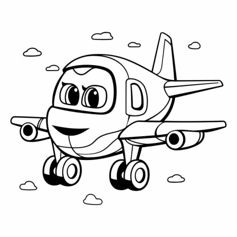 Coloring book for children: airplane. Cartoon style.