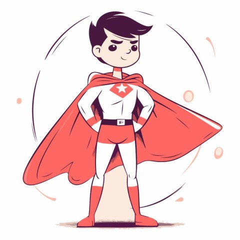 Superhero boy cartoon vector illustration. Cute superhero boy in