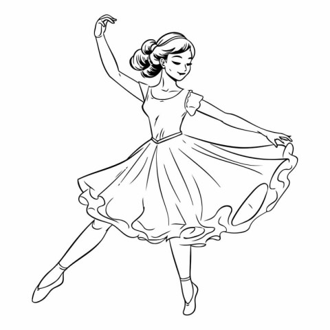 Beautiful ballerina in a tutu. Sketch.