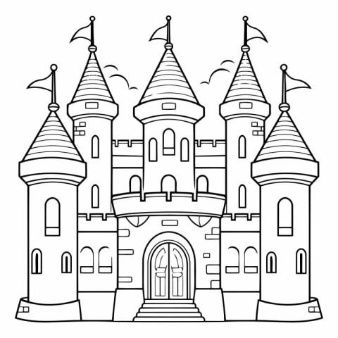 Castle icon. Outline illustration of castle vector icon for web