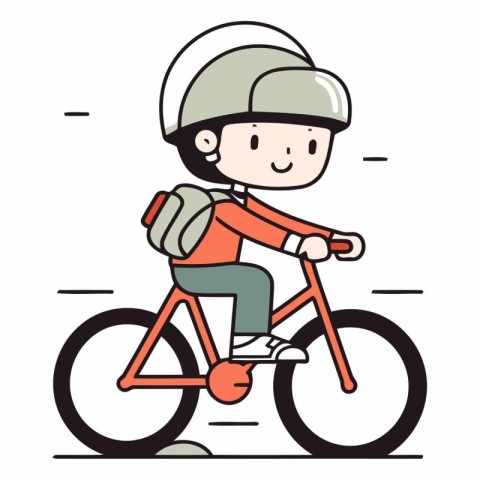 cute boy riding bicycle with helmet vector illustration design g