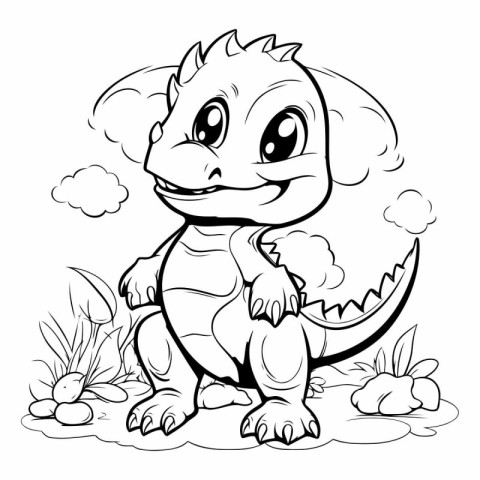 Cute Dinosaur Cartoon Mascot Character Illustration for Coloring