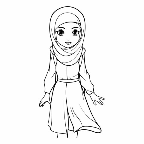 cute muslim girl cartoon vector illustration graphic design vect