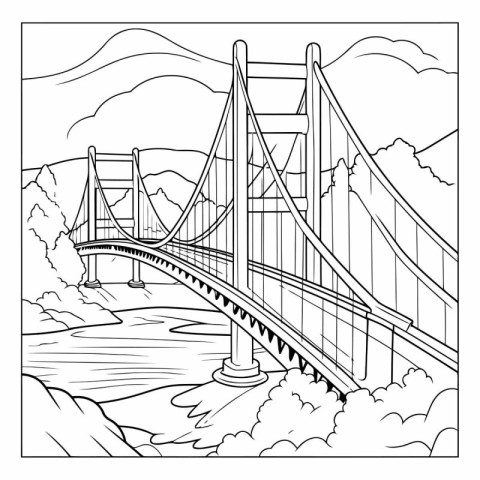 Coloring book for children: Bridge over the river