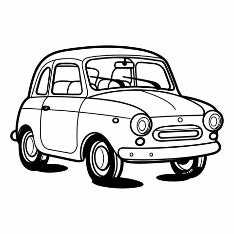 Retro car on a white background in cartoon style.