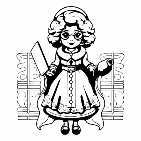 Vector illustration of a gothic girl in a medieval dress.