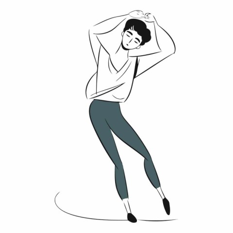 Young woman dancing. sketch vector illustration isolated on a wh