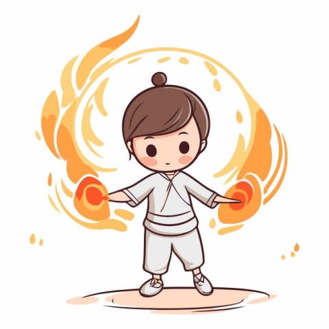 Kung fu girl cartoon kung fu kung fu vector illustration