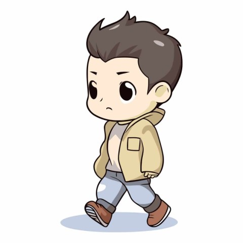 Little boy walking vector illustration. Cute little boy cartoon